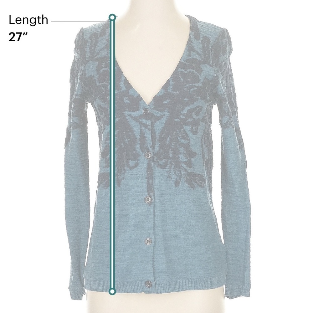 Moth Teal Cardigan with Navy Floral Design - Picture 4 of 6